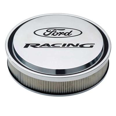 Ford Racing Slant Edge Air Cleaner - Chrome w/ Recessed Black Emblem