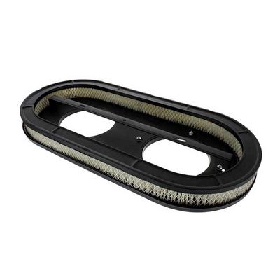 Oval Cast Aluminum Air Cleaner For Dual 4-Barrel Carburetors - Mustang Script