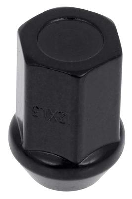 M12-1.50 Lug Nut Flat Top Capped - 19mm Hex Head, 32.5mm Length - Black