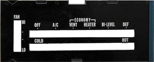 1974-75 Camaro; Heater Control Lens; with Air Conditioning; with OE Style Black Backing Paper