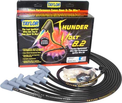 Black Taylor Thunder Volt Small Block w/oHEI Over Valve Cover Ignition Wire Set w/90° Plug Boots