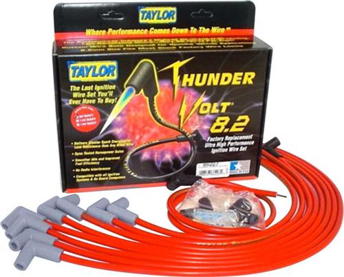 Red Taylor Thunder Volt Small Block w/HEI Over Valve Cover Ignition Wire Set w/90° Plug Boots