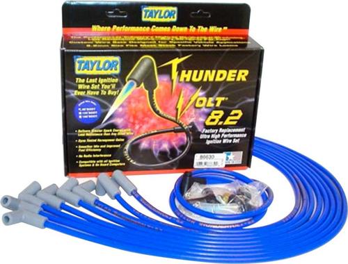 Blue Taylor Thunder Volt Small Block w/o HEI Under Headers Ignition Wire Set w/90° Plug Boots