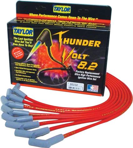 Red Taylor Thunder Volt Big Block w/HEI Over Valve Cover Ignition Wire Set w/135° Plug Boots