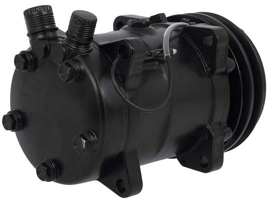 Sanden 508 Style A/C Compressor w/ 2-Groove V-Belt Clutch Pulley; Black Finish; SD508/SD5H14