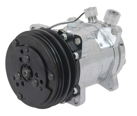 Sanden 508 Style A/C Compressor w/ 2-Groove V-Belt Clutch Pulley; Chrome Finish; SD508/SD5H14