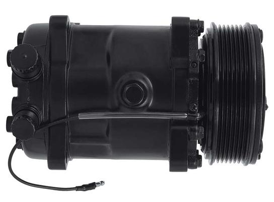 Sanden 508 Style A/C Compressor w/ 7-Rib Serpentine Clutch Pulley; Black Finish; SD508/SD5H14