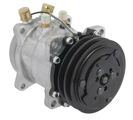 Sanden 507 Style A/C Compressor w/ 2-Groove V-Belt Clutch Pulley; Natural Finish; SD507/SD5H11