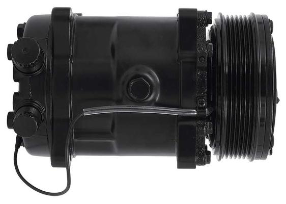 Sanden 508 Style A/C Compressor w/ 6-Rib Serpentine Clutch Pulley; Black Finish; SD508/SD5H14
