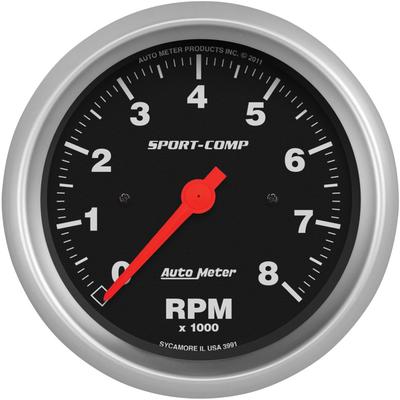 Auto Meter Sport Comp Series 3-3/8 Full Sweep 8,000 RPM In-Dash Tachometer