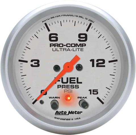 Auto Meter Ultra-Lite Series 2-5/8 Full-Sweep 15 PSI Electric Fuel Pressure Gauge