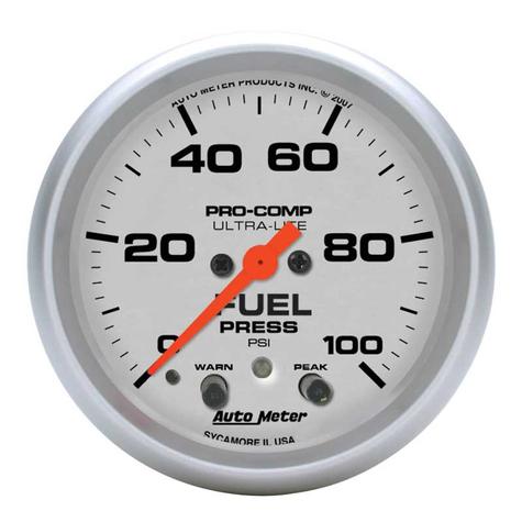 Ultra-Lite Series 2-5/8 Full-Sweep 0-100 PSI Electric Fuel Pressure Gauge with Peak and Warning