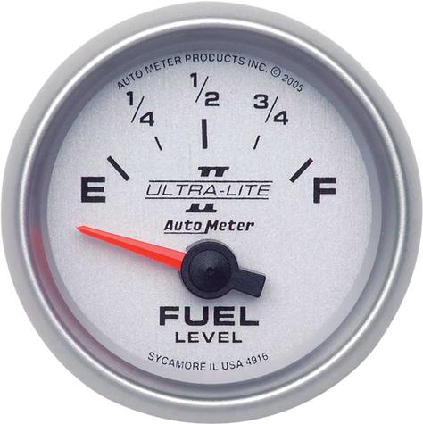 Auto Meter Ultra-Lite II Series 2-1/16 Short Sweep 15-160 OHM Electric-Fuel Level Gauge