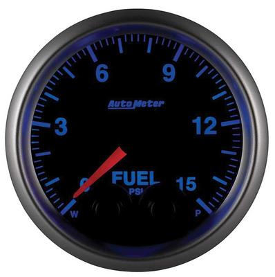 AutoMeter Elite Series 2-1/16 Electronic Fuel Pressure Gauge - 1-15 PSI - w/ Peak & Warning