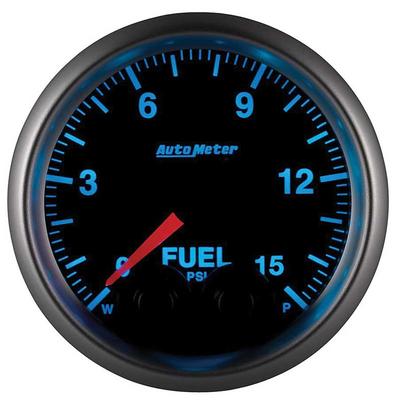 AutoMeter Elite Series 2-1/16 Electronic Fuel Pressure Gauge - 1-15 PSI - w/ Peak & Warning