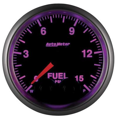 AutoMeter Elite Series 2-1/16 Electronic Fuel Pressure Gauge - 1-15 PSI - w/ Peak & Warning