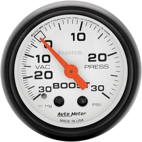 Auto Meter Phantom Series 2-1/16 Full-Sweep 30 PSI / 30 Hg Mechanical Boost / Vacuum Gauge