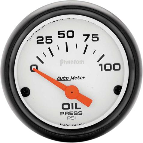 Auto Meter Phantom Series 2-1/16 Short Sweep 0-100 PSI Electric Oil Pressure Gauge