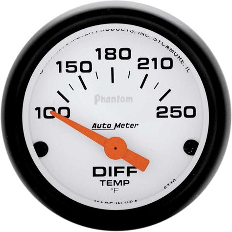 Auto Meter Phantom Series 2-1/16 Short-Sweep 100-250°F Electric Differential Temperature Gauge