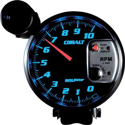 Auto Meter Cobalt Series 5 10,000 RPM Pedestal Mount Tachometer with Blue Shift Light