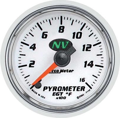 Auto Meter NV Series 2-1/16 Full Sweep 0-1600º F Electric EGT Pyrometer Gauge