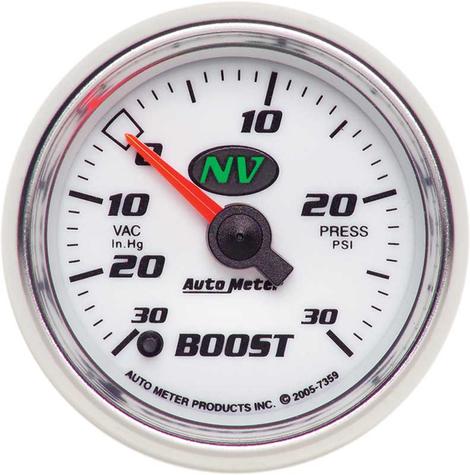 Auto Meter NV Series 2-1/16 Full-Sweep 30 PSI / 30 Hg Electric Boost / Vacuum Gauge