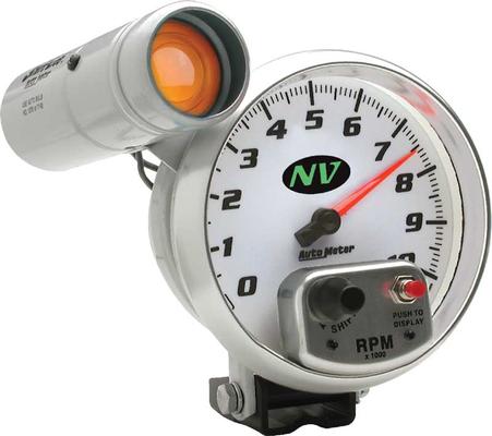Auto Meter NV Series 5 10,000 RPM Pedestal Mount Tachometer with Amber Shift Light