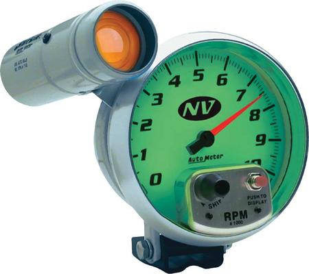 Auto Meter NV Series 5 10,000 RPM Pedestal Mount Tachometer with Amber Shift Light