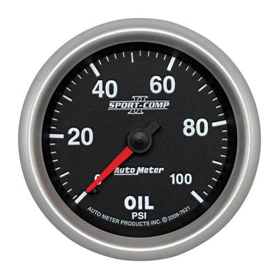 Auto Meter Sport Comp II Series 2-5/8 Full Sweep 0-100 PSI Mechanical Oil Pressure Gauge