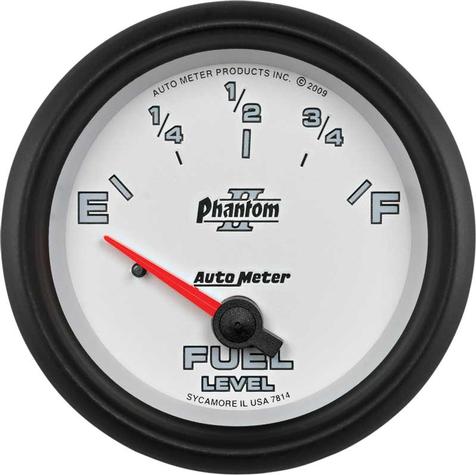 Auto Meter Phantom II Series 2-5/8 Short Sweep 0-90 OHM Electric Fuel Level Gauge