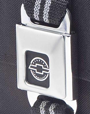 Genuine Chevrolet Buckle Bag Black with Silver Stripe Webbing