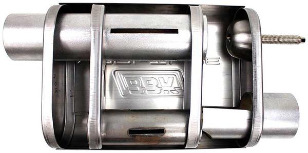 BBK Varitune Adjustable Aluminized Muffler with 2-3/4 Offset Inlet/ Offset Outlet