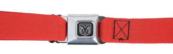 Red Nylon Belt With Dodge Logo Seat Belt Style Buckle