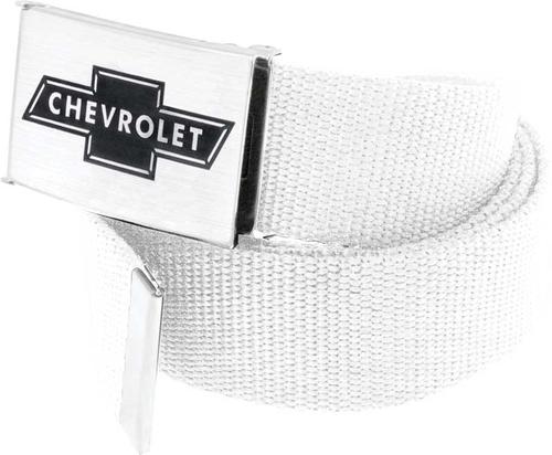 Chevrolet Bow Tie Flip-Latch Seat Belt Trouser Belt (White)