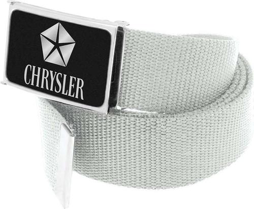 Silver Nylon Belt With Chrysler Black/Silver Logo Flip Style Belt Buckle