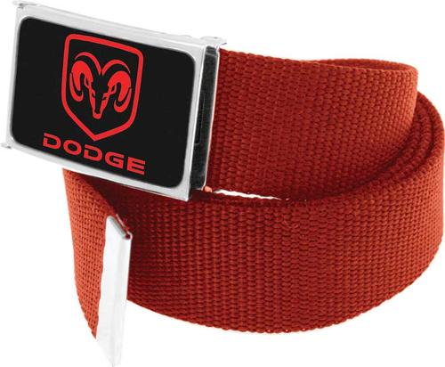 Red Nylon Belt With Black/Red Dodge Logo Flip Style Buckle
