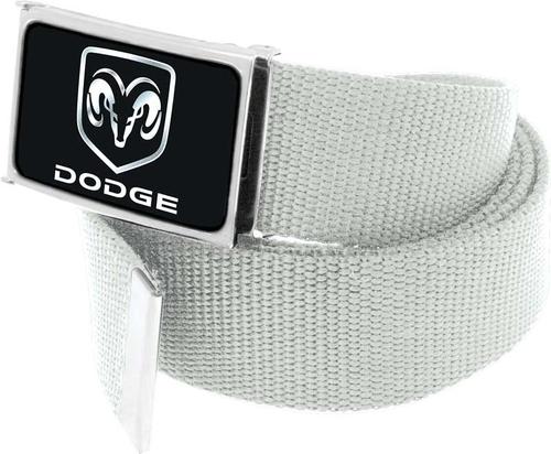 Silver Nylon Belt With Black/Silver Dodge Logo Flip Style Buckle