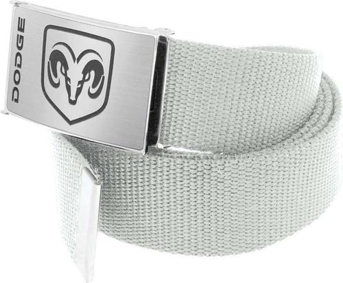 Silver Nylon Belt With Silver/Black Dodge Logo Flip Style Buckle