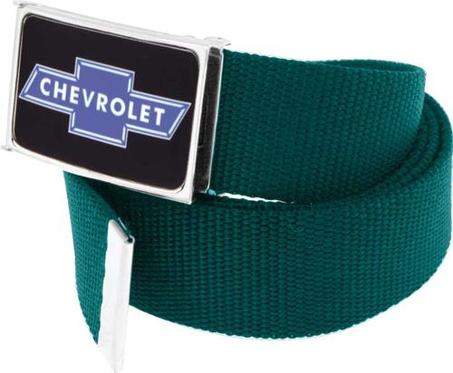 Chevrolet Bow Tie Silver/Black Logo Flip Style Belt Buckle - Green