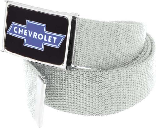 Chevrolet Bow Tie Silver/Black Logo Flip Style Belt Buckle - Silver