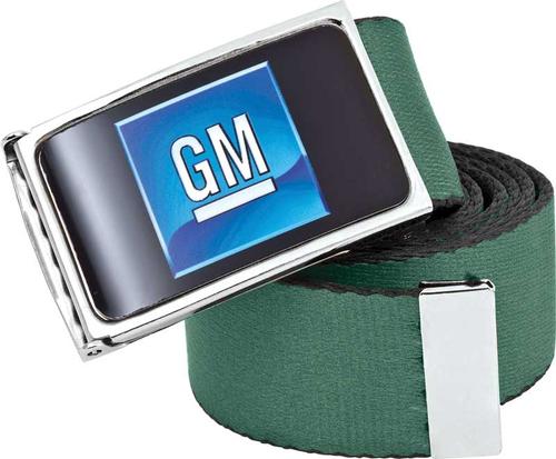 GM Mark Of Excellence Logo Flip Style Belt Buckle - Green