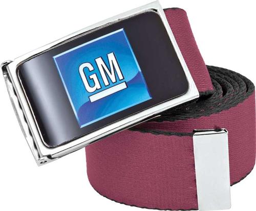 GM Mark Of Excellence Logo Flip Style Belt Buckle - Maroon