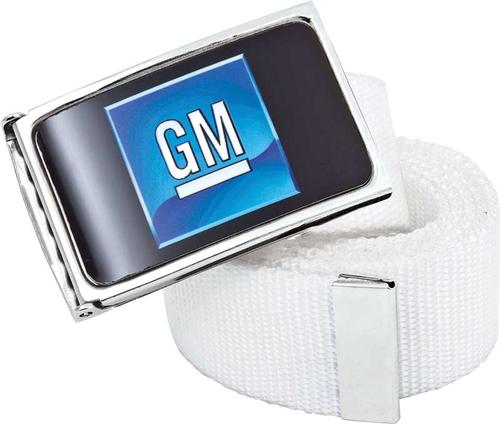 GM Mark Of Excellence Logo Flip Style Belt Buckle - White
