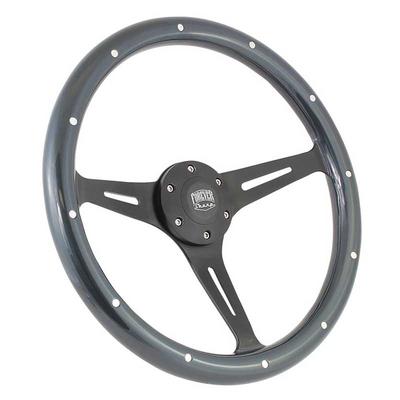 Forever Sharp 15 6 Bolt Empire Wood Wheel - Black Spokes - Gray Mahogany Wood with Aluminum Rivets