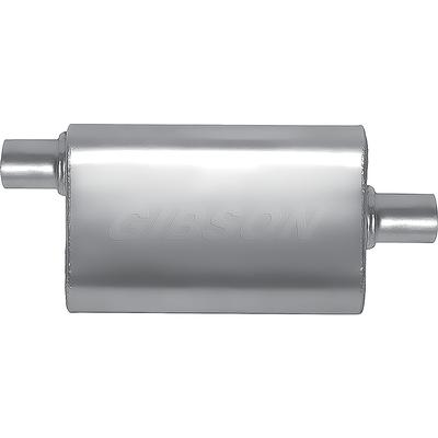Gibson MWA Performance Muffler; Stainless Steel; 4 x 9 x 14 Oval Body; 2.25 Offset Inlet; 2.25 Center Outlet.
