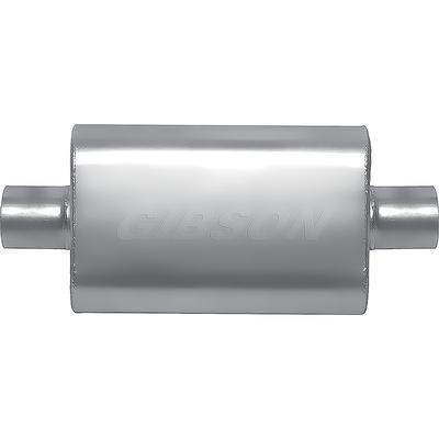 Gibson MWA Performance Muffler; Stainless Steel; 4 x 9 x 14 Oval Body; 3 Center Inlet; 3 Center Outlet.