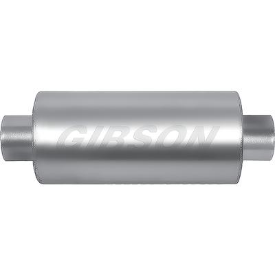 Gibson MWA Race Muffler; Stainless Steel; 5 x 10 Round Body; 2.5 Center Inlet; 2.5 Center Outlet.