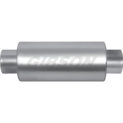 Gibson MWA Race Muffler; Stainless Steel; 5 x 10 Round Body; 3 Center Inlet; 3 Center Outlet.