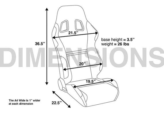 Corbeau A4 Reclining Racing Seat; Black Cloth