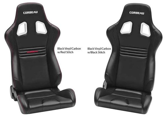 Corbeau Evolution Reclining Racing Seat - Black and Carbon Vinyl with Black Stitching